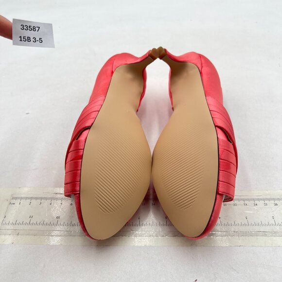 XYD Pink Peep Toe Pumps Satin Crisscross Strap Low Heels Slip On D'Orsay Shoes - Picture 7 of 8